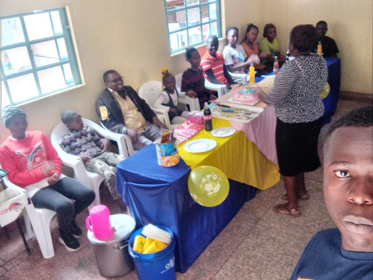 A celebration with cake and refreshments